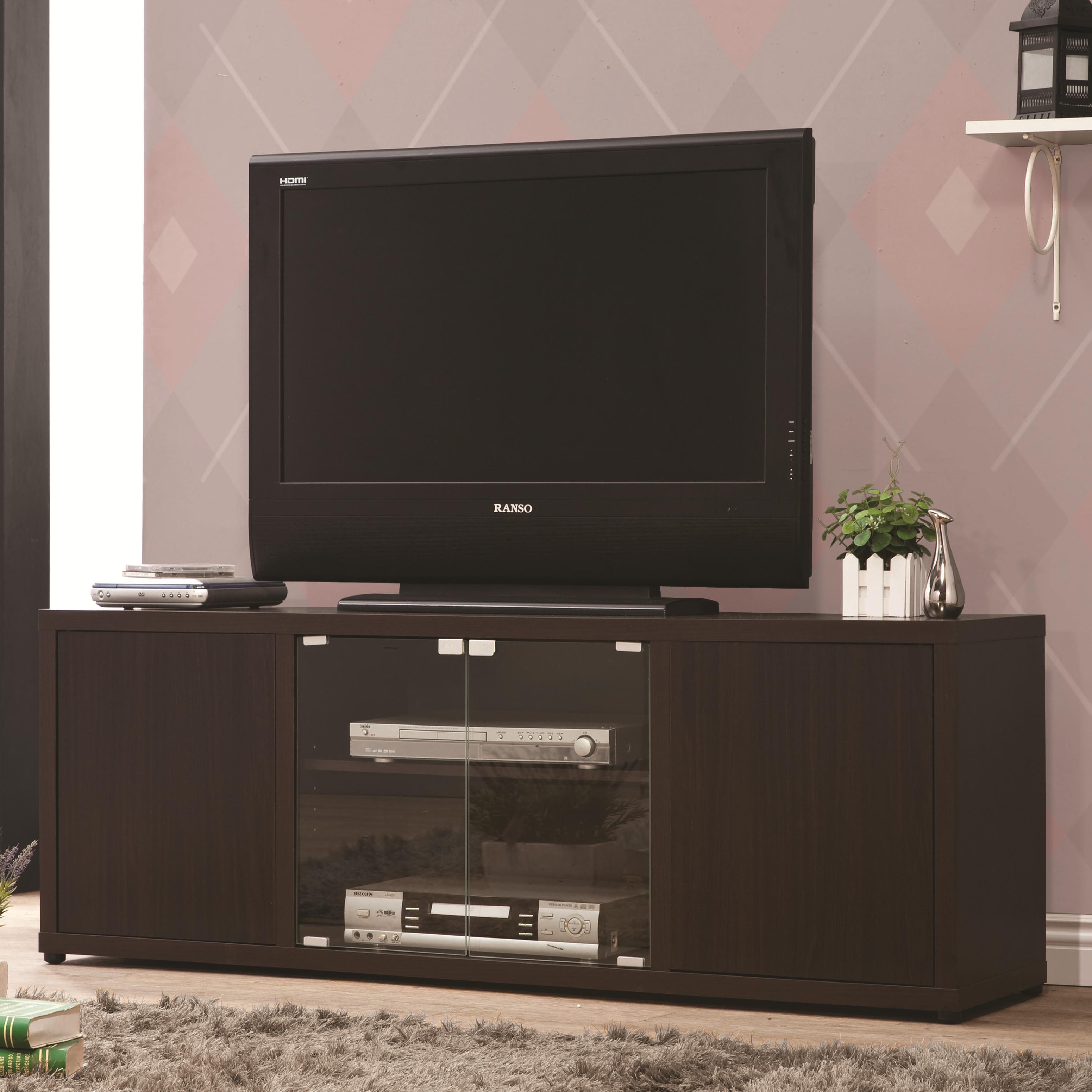 Coaster TV Stands 700886 TV Console With Push to Open Glass Doors 